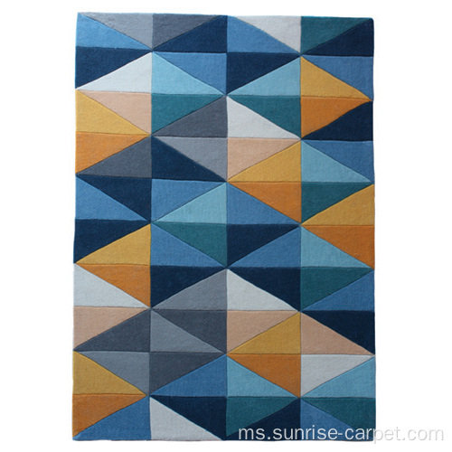 Tangan Tufted Carpet dengan reka bentuk geometri